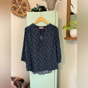 Philosophy Blouse, Blue Print, Size 1X